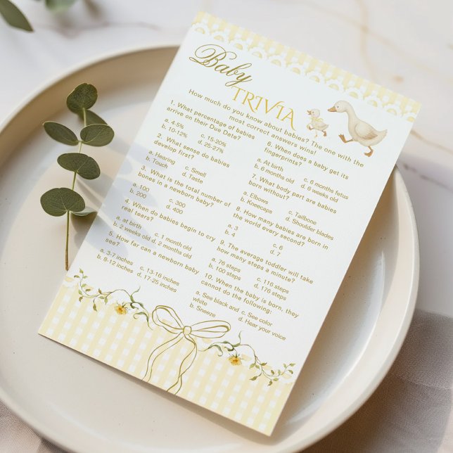 Baby Trivia Silly Goose Gingham Baby shower game (Skapare uppladdad)