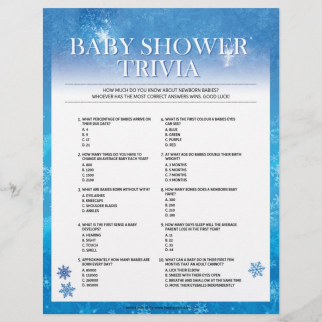 Baby Trivia [Snöblått] Brevhuvud (Framsida)