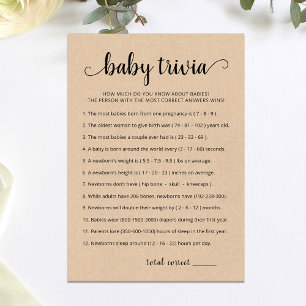 Baby Trivia-spel med babyvykort för svar Inbjudningar