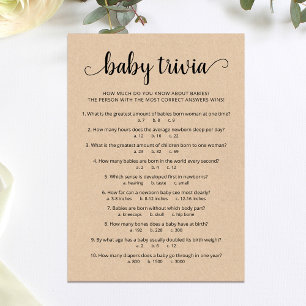 Baby Trivia-spel med babyvykort för svar Inbjudningar