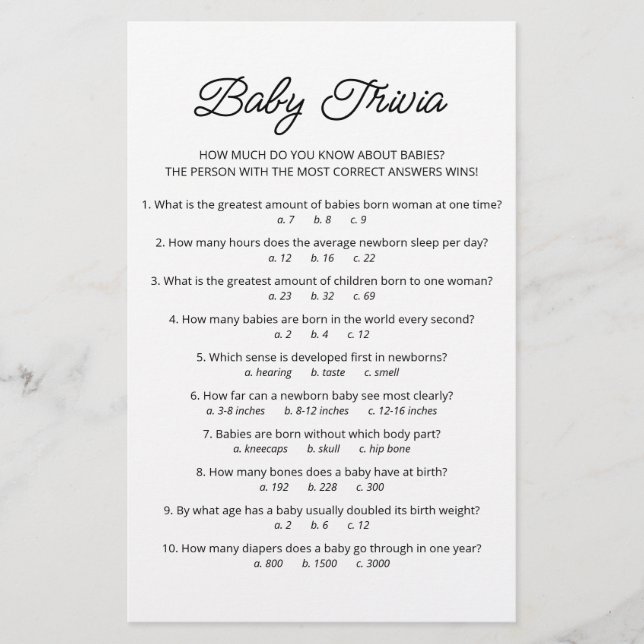 Baby Trivia-spel med spädbarnsskor party (Framsida)