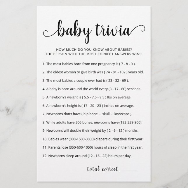Baby Trivia-spel med spädbarnsskor party (Framsida)