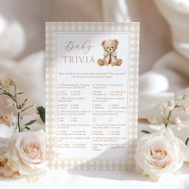 Baby Trivia Teddy Bear Rutigt Baby shower spel