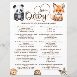 Baby Trivia Woodland Animals Baby Shower Game
