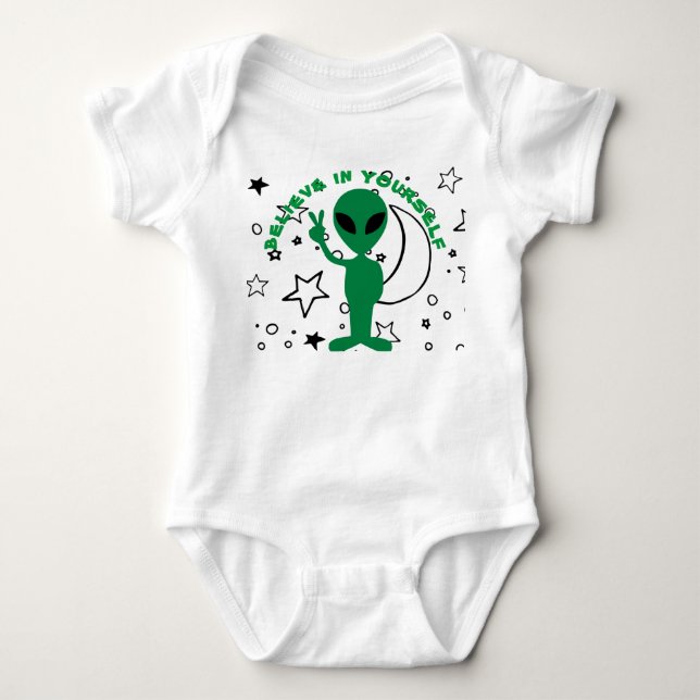 Baby tror på din självfrämmande fredstecken-kropps t shirt (Framsida)