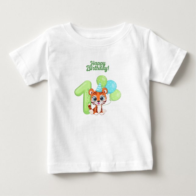 Baby Tshirt - First Birthday Baby T Shirt (Framsida)