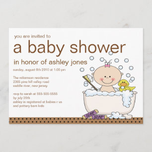 Baby Tub Girl Baby Shower Inbjudningar