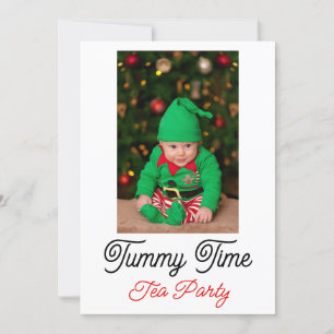 Baby Tummy Time, jultea Personalize Text Inbjudningar