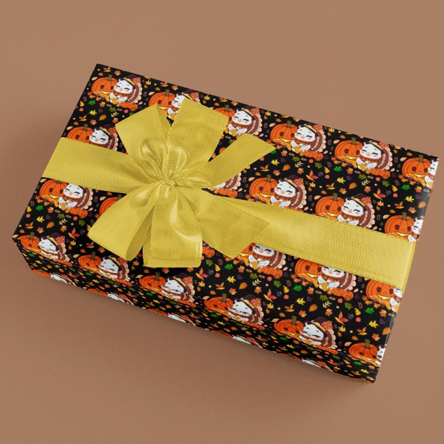 Baby Turkiet och Pumpkin firar Thanksgivingen Presentpapper (Skapare uppladdad)