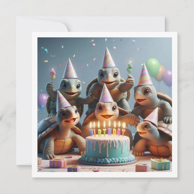 Baby Turtle Birthday, Baby Turtle bjudande Inbjudningar (Framsida)
