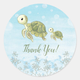 Baby Turtle under Sea Tack Sticker Favoriter Runt Klistermärke