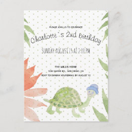 Baby Turtle Watercolor Hand-målat Meddelande Vykort