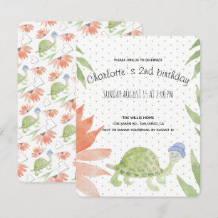 Baby Turtle Watercolor Hand-målat Spara Datumet
