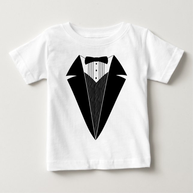 Baby Tuxedo, svartvitt + vitt T-shirt (Framsida)