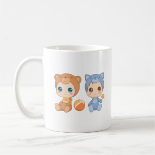 Baby tvillingar Björn Katt Overall Kaffemugg
