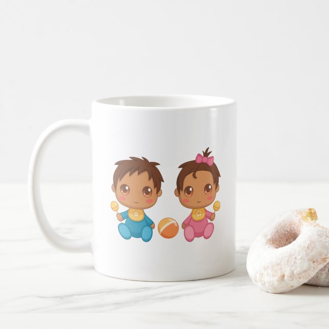 Baby Twillingar Boy and Girl Kaffemugg (Med munk)