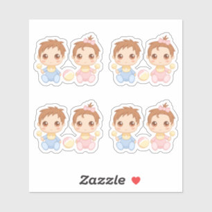 Baby Twillingar Boy and Girl Set av 4 Klistermärken