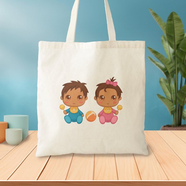 Baby Twillingar Boy and Girl Tote Bag Tygkasse (Skapare uppladdad)