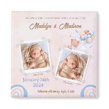 BABY (TWILLINGAR) PHOTO ANNOUNCEMENT MAGNET