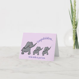 baby twillingars lila av elefantgrattisar kort