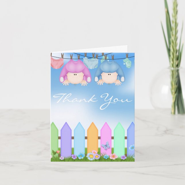 BABY TWIN BOY & GIRL TACK DU CARD BABY SHOWER (Framsida)