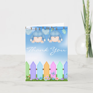 BABY TWIN BOYS TACK FÖR BABY SHOWER KORT