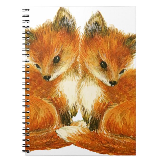 Baby Twin Foxes Anteckningsbok Med Spiral (Framsidan)