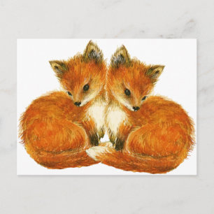 Baby Twin Foxes Vykort