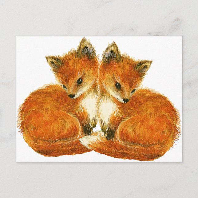 Baby Twin Foxes Vykort (Framsida)