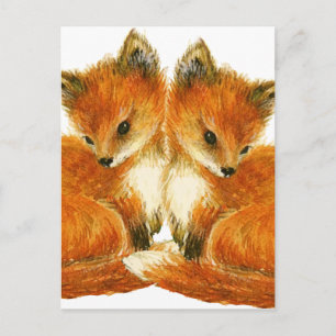 Baby Twin Foxes Vykort