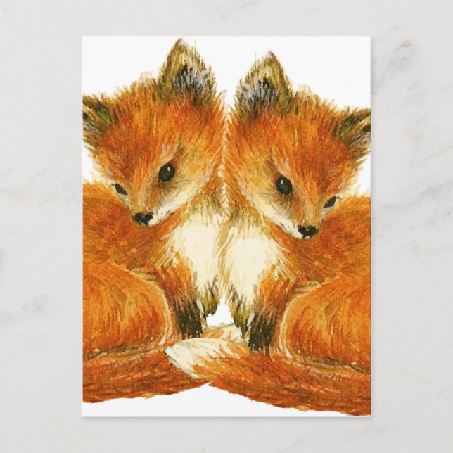Baby Twin Foxes Vykort (Framsida)