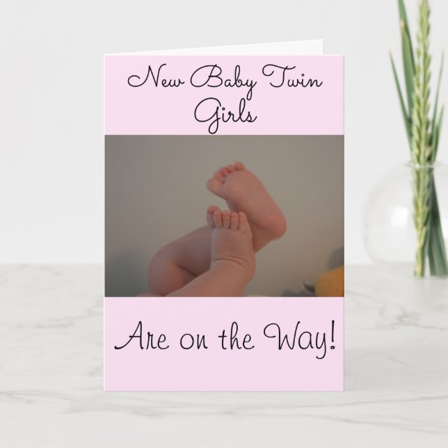 Baby Twin Girls Grattis PHOTO Kort (Framsida)