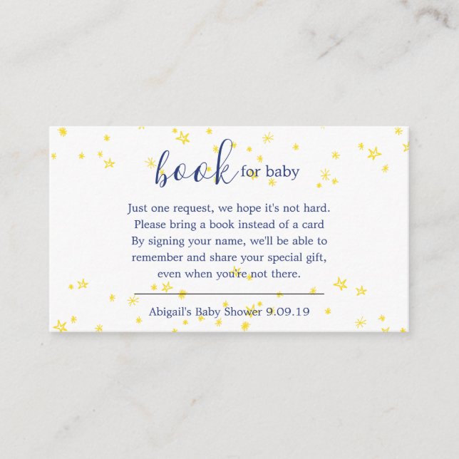 Baby Twinkle Little Star Bok Request Baby Shower Tilläggskort (Framsida)