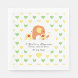 Baby Twins Elephant Theme Baby Shower Napkin Pappersservett