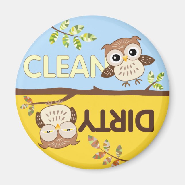 Baby Uggla Clean Dirty Dishwasher Magnet (Framsidan)