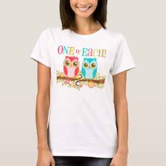 Baby Uggla - en av vardera! Twillingar - Föräldral T-shirt
