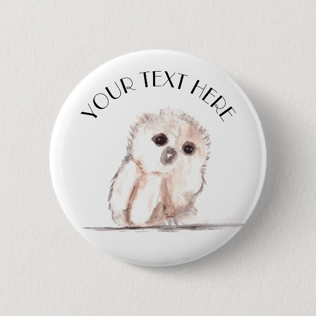 Baby uggla fågelvilt Träd Träd Kute Kids Knapp (Framsida)