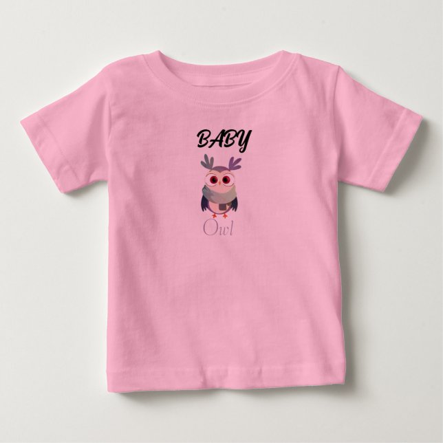 Baby-Uggla-grafik, svart T-skirt - kute T Shirt (Framsida)