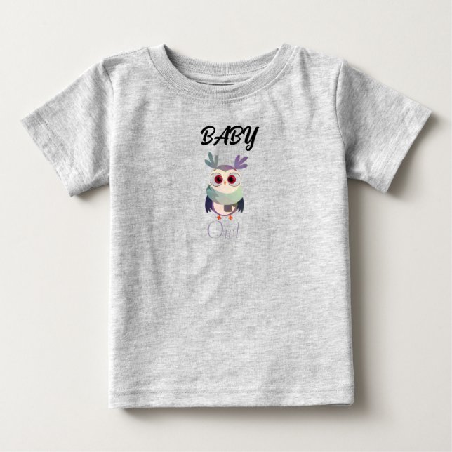 Baby-Uggla-grafik, svart T-skirt - kute T Shirt (Framsida)