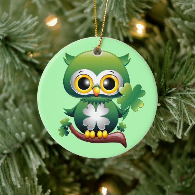 Baby Uggla St Patrick Paddy Tecknad Julgransprydnad Keramik (Träd)