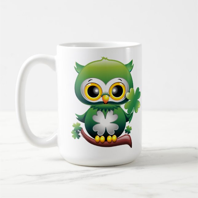 Baby Uggla St Patrick Paddy Tecknad Kaffemugg (Vänster)
