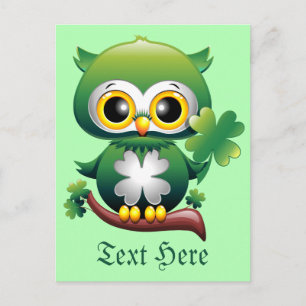 Baby Uggla St Patrick Paddy Tecknad Vykort