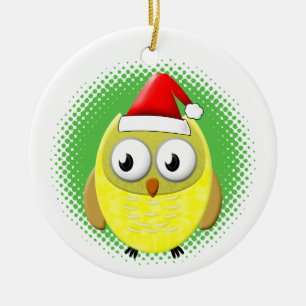 Baby Uggla Tecknad Santas Hat Julgransprydnad Keramik