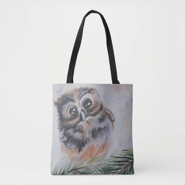 Baby Uggla Tote Bag - Måla Tygkasse (Framsida)