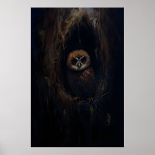 Baby Ugglor Träd Hålighet Mörk Akademi, Dyster Väg Poster