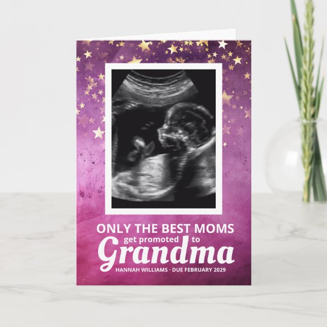 Baby Ultrasound Grandma Gravid Announement Kort (Framsida)