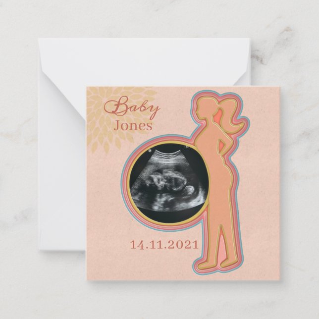 Baby Ultrasound Keepsaké Anteckningskort (Framsida)