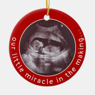 Baby Ultrasound Photo Red Miracle jul Julgransprydnad Keramik