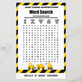 Baby under Construction Baby Shower Game tryckt