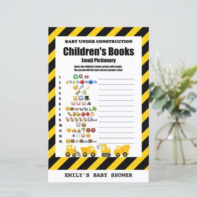 Baby under Construction Baby Shower Game tryckt (Stående Fram)